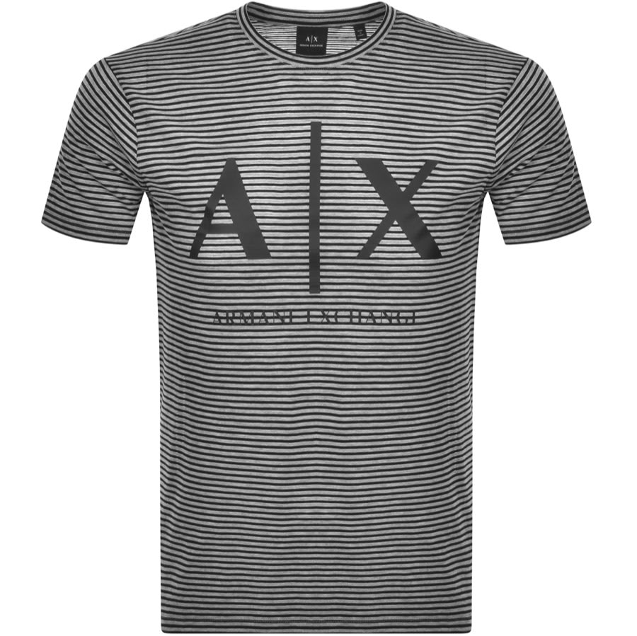 Alternative Image for ProductArmani Exchange Striped Crew Neck Logo T Shirt Bla1